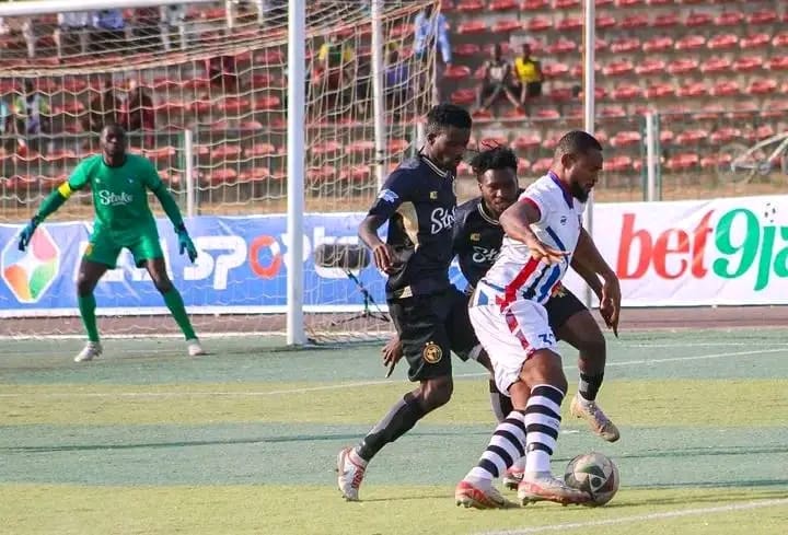 Lobi Stars FC players celebrating together